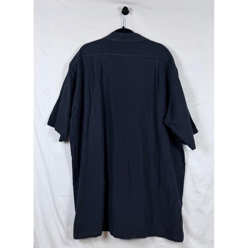 Nautica Short Sleeve Button Down Shirt 2XLT Navy Cotton Linen Pockets Coastal - Picture 2 of 7